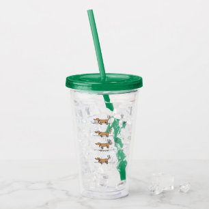 Vaso Acrílico Volador Dachshund tostador verde acrílico marrón