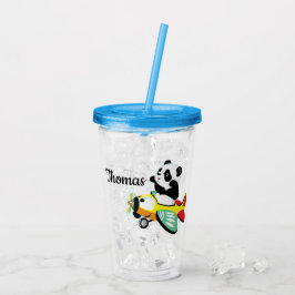 Vaso Acrílico Volante de Panda Personalizado para Niños