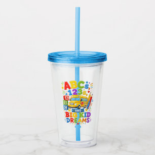 Vaso Acrílico Volver a la Escuela Primer Día Grandes Sueños de N