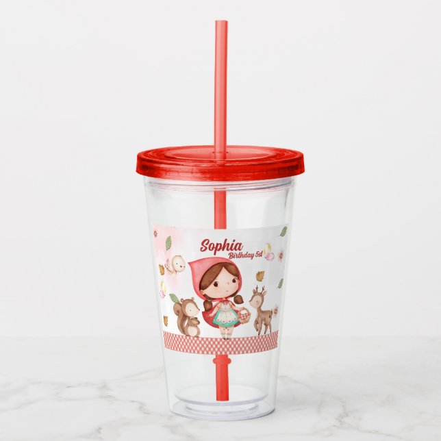 Vaso Acrílico Waltercolor Little Red Riding Hood children's part (Anverso)