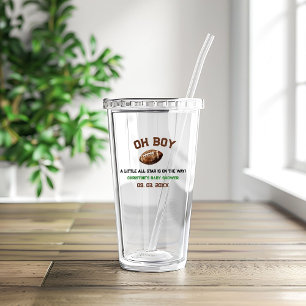 Vaso Acrílico Watercolor Sport Football Baby Shower