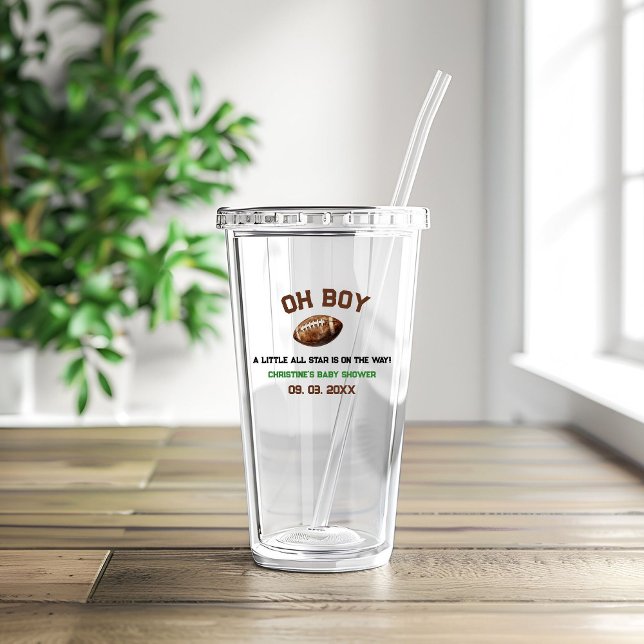 Vaso Acrílico Watercolor Sport Football Baby Shower (Subido por el creador)