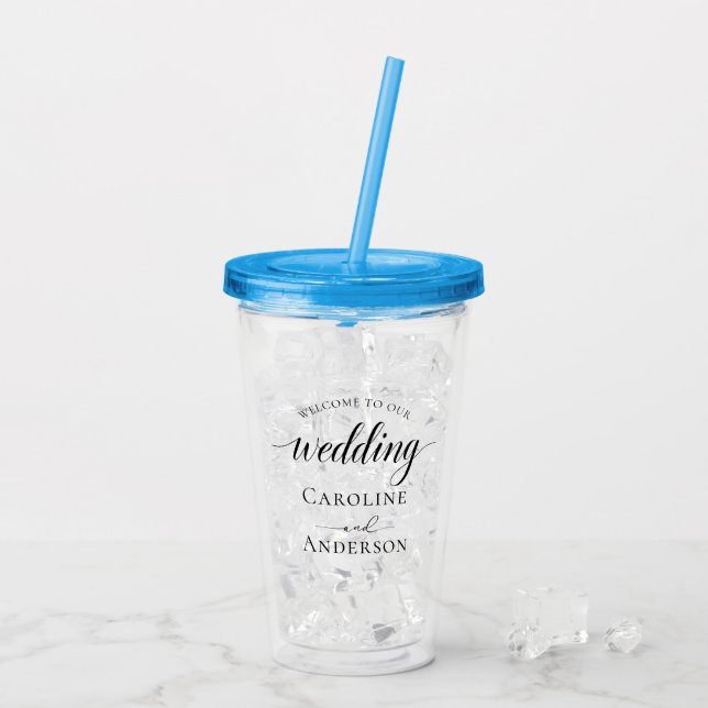 Vaso Acrílico Welcome to Our Wedding  Add Name  (Reverso (hielo))