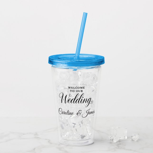 Vaso Acrílico Welcome to Our Wedding  Add Name  (Reverso (hielo))