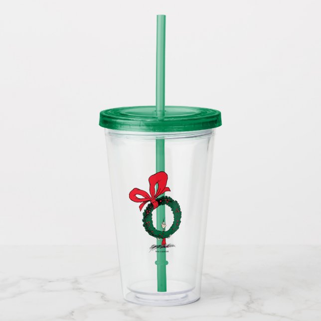 Vaso Acrílico Who Peeking Through Christmas Wreath (Anverso)