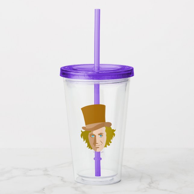 Vaso Acrílico Willy Wonka Stenciled Face (Anverso)