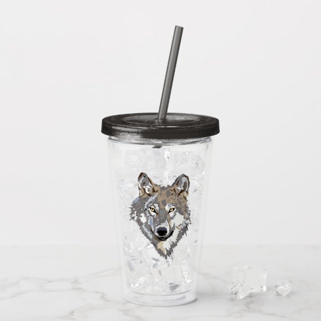 Vaso Acrílico Wolf Wild Animal Head (Reverso (hielo))