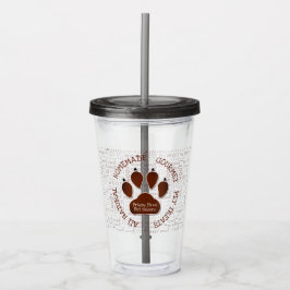 Vaso Acrílico Woof Art con Brown Paw Print Business Name
