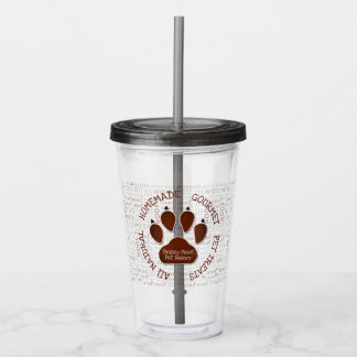 Vaso Acrílico Woof Art con Brown Paw Print Business Name