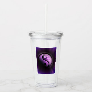 Vaso Acrílico Yin-Yang morado y negro