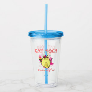 Vaso Acrílico Yoga lindo gato - "Respira, sale"