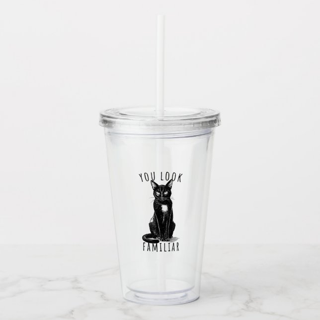 Vaso Acrílico You Look Familiar Witches Black Cat (Anverso)