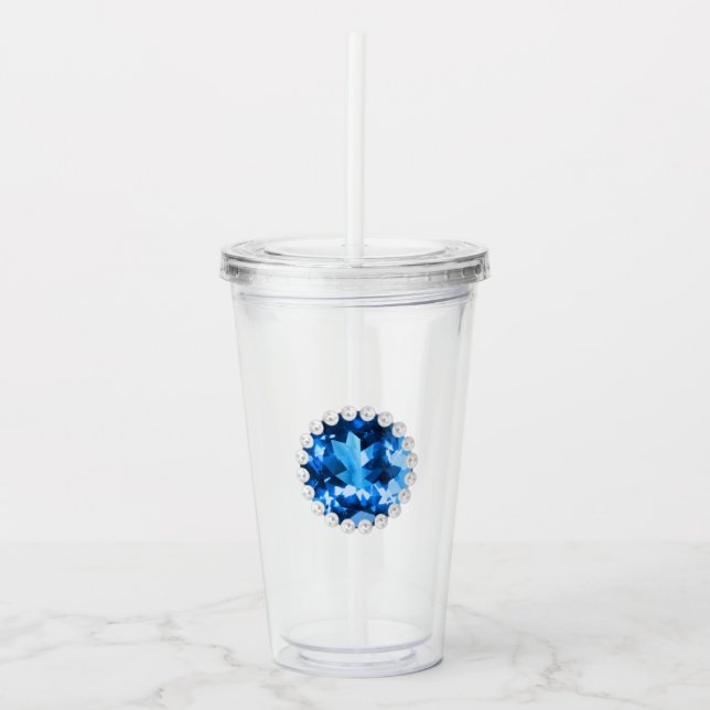 Vaso Acrílico Zafiro y Perlas (Anverso)