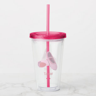 Vaso Acrílico Zapatos de ballet rosa con nombre personalizado