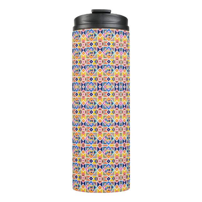 Vaso alto con un patrón geométrico vibrante (Anverso)