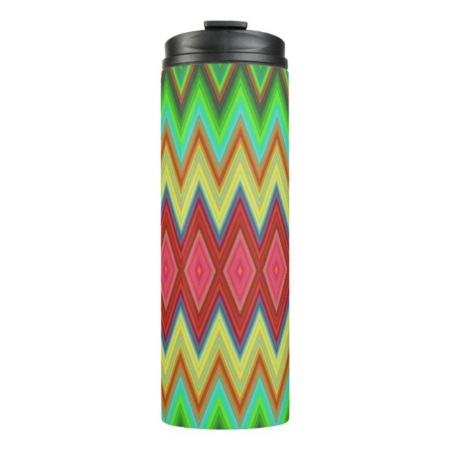 Vaso alto con vibrantes patrones en zigzag (Anverso)