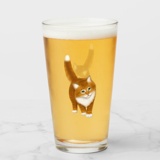 Vaso anaranjado del vidrio del gato de Tabby (Anverso (lleno))