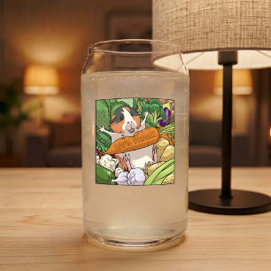 Vaso Con Forma De Lata 100% Veggie Conejillo de Indias Feliz Con Zanahori