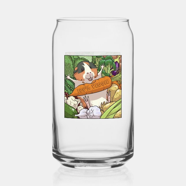 Vaso Con Forma De Lata 100% Veggie Happy Guinea Pig With Carrot (Anverso)