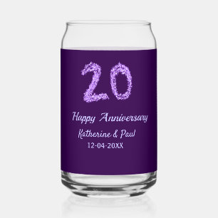Vaso Con Forma De Lata 20.º feliz aniversario añada pareja fecha púrpura