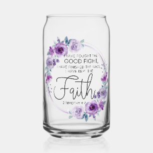 Vaso Con Forma De Lata 2 Timoteo 4:7 He guardado la fe Morado Floral