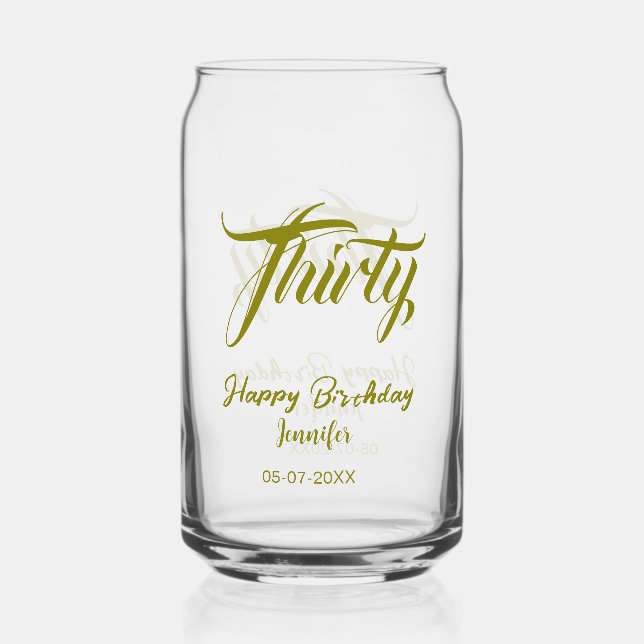 Vaso Con Forma De Lata 30th birthday add name date year gold template thi (Anverso)