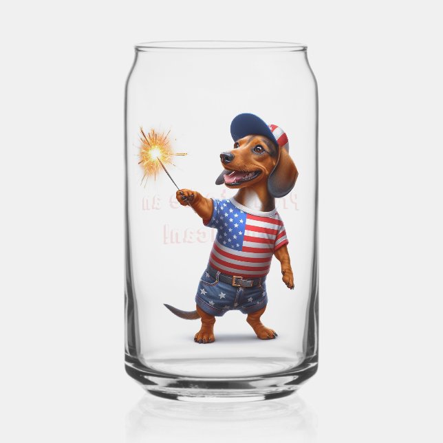 Vaso Con Forma De Lata 4 de julio Dachshund (Anverso)
