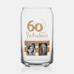 Vaso Con Forma De Lata 60 y Fabulous Gold Purpurina 2 Photo 60th Birthday<br><div class="desc">60 y Fabulous Gold Purpurina 2 Photo 60th Birthday Can Glass. Añade tus fotos - puedes usar una foto antigua y una nueva.</div>