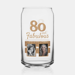 Vaso Con Forma De Lata 80 y Fabuloso Brillo Dorado 2 Fotos Cumpleaños 80