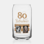 Vaso Con Forma De Lata 80 y Fabulous Gold Purpurina 2 Photo 80th Birthday<br><div class="desc">80 y Fabulous Gold Purpurina 2 Photo 80th Birthday Can Glass. Añade tus fotos - puedes usar una foto antigua y una nueva.</div>