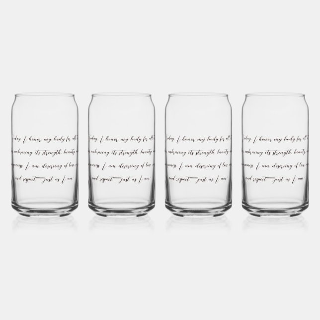 Vaso Con Forma De Lata Abrazando Mi Belleza Única (Anverso)