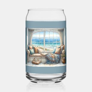 Vaso Con Forma De Lata Acogedor Asiento de Ventana Costero Cottagecore