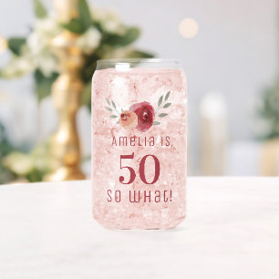 Vaso Con Forma De Lata Acuarela de Rosa Roja Floral Positivo Cumpleaños 5