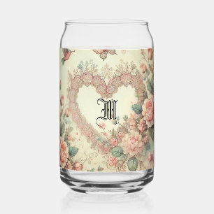 Vaso Con Forma De Lata Acuarela Floral Boho Corazones Pastel Vintage