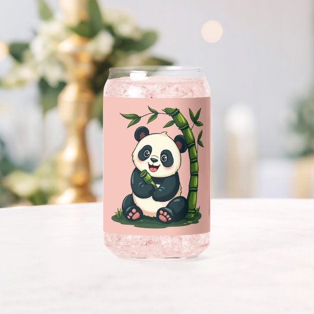 Vaso Con Forma De Lata Adorable Panda Abrazando Bamboo Personalizado arte (Insitu (Boda))
