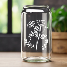 Vaso Con Forma De Lata Agosto Personalizado Mes de Nacimiento Flor Ropa B