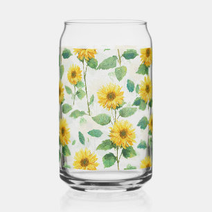 Vaso Con Forma De Lata Agua Floral Acuarela Rústica de Girasol Granja Beb