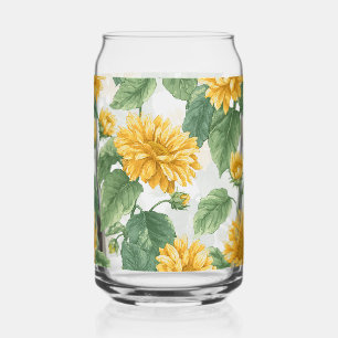 Vaso Con Forma De Lata Aguamaril Floral Acuarela Rústica Girasol para Beb