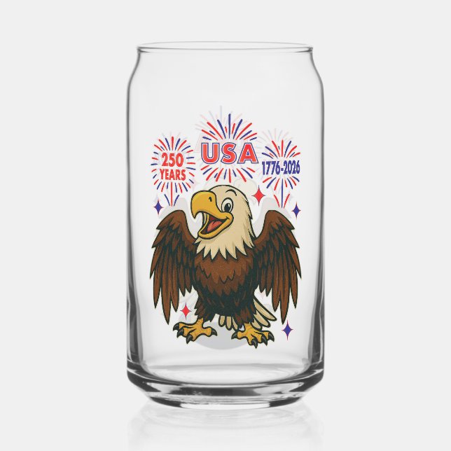 Vaso Con Forma De Lata Águila calva con fuegos artificiales - EE. UU. 250 (Anverso)