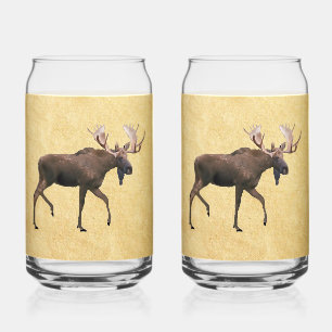 Vaso Con Forma De Lata Alce De Toro Sobre Papel Antiguo