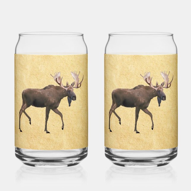 Vaso Con Forma De Lata Alce Toro En Papel Viejo (Anverso)