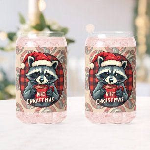 Vaso Con Forma De Lata Alegría de Cacao de Mapache de Navidad