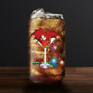 Vaso Con Forma De Lata Alegría de la Fiesta de Navidad Cóctel Dragón Rojo