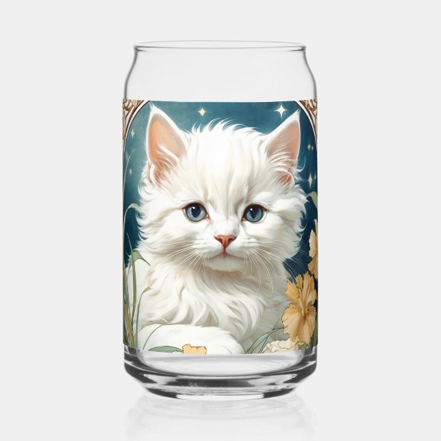 Vaso Con Forma De Lata Alphonse Mucha Art Nouveau Kitten (Anverso)