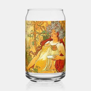 Vaso Con Forma De Lata Alphonse Mucha Art Nouveau Otoño