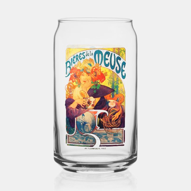 Vaso Con Forma De Lata Alphonse Mucha beer glass beer can glass Bieres (Anverso)