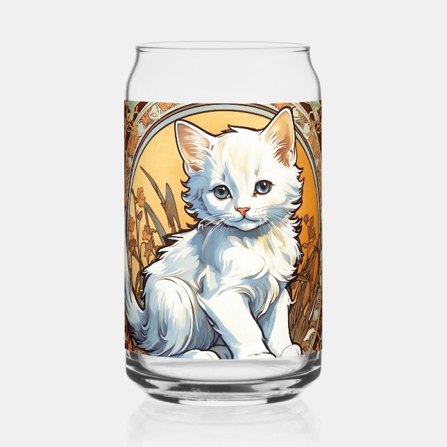 Vaso Con Forma De Lata Alphonse Mucha Style Cat (Anverso)