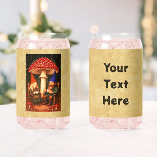 Vaso Con Forma De Lata Amanita Mushroom y Gnomes