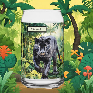 Vaso Con Forma De Lata Amantes de Guay Jungle panther añaden nombre