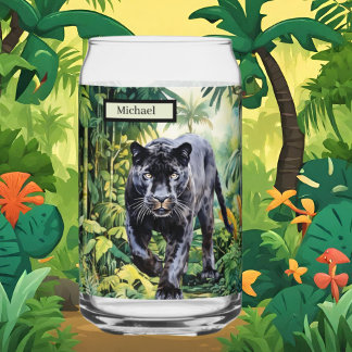 Vaso Con Forma De Lata Amantes de Guay Jungle panther añaden nombre